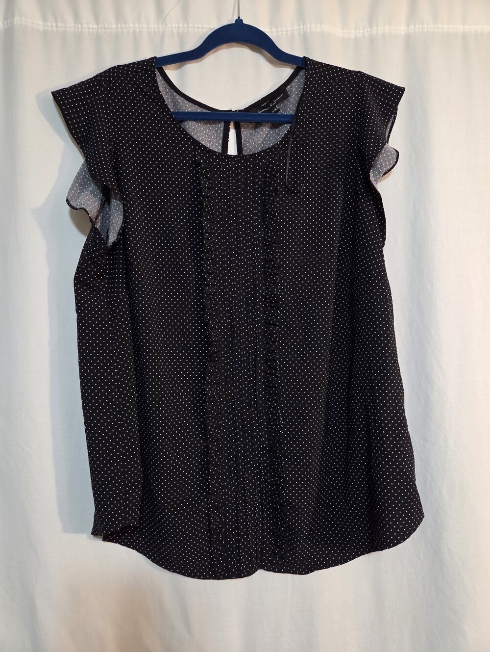 Jasmine And Juliana 2x Black Polka Dot Cap Sleeve Blouse